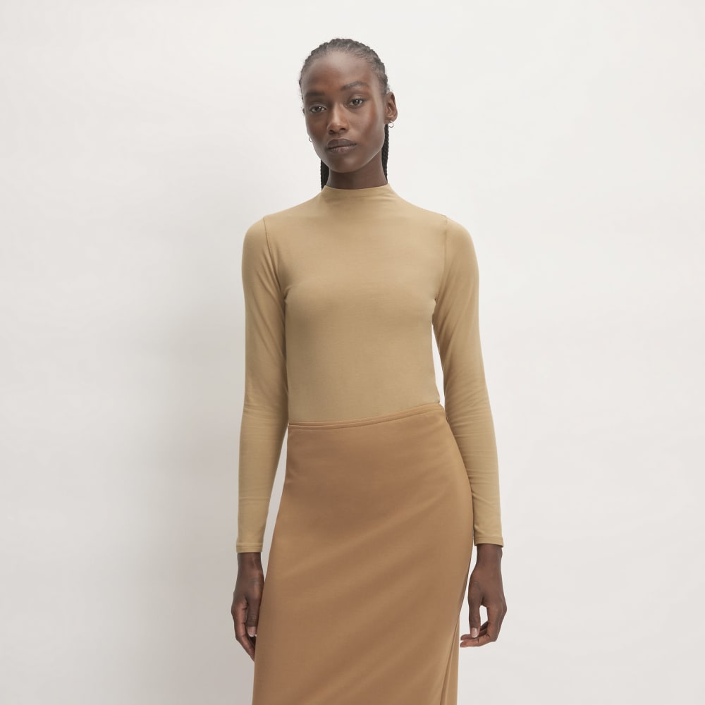 The Supima® Form Funnel Neck Tee in Tiger's Eye — front view