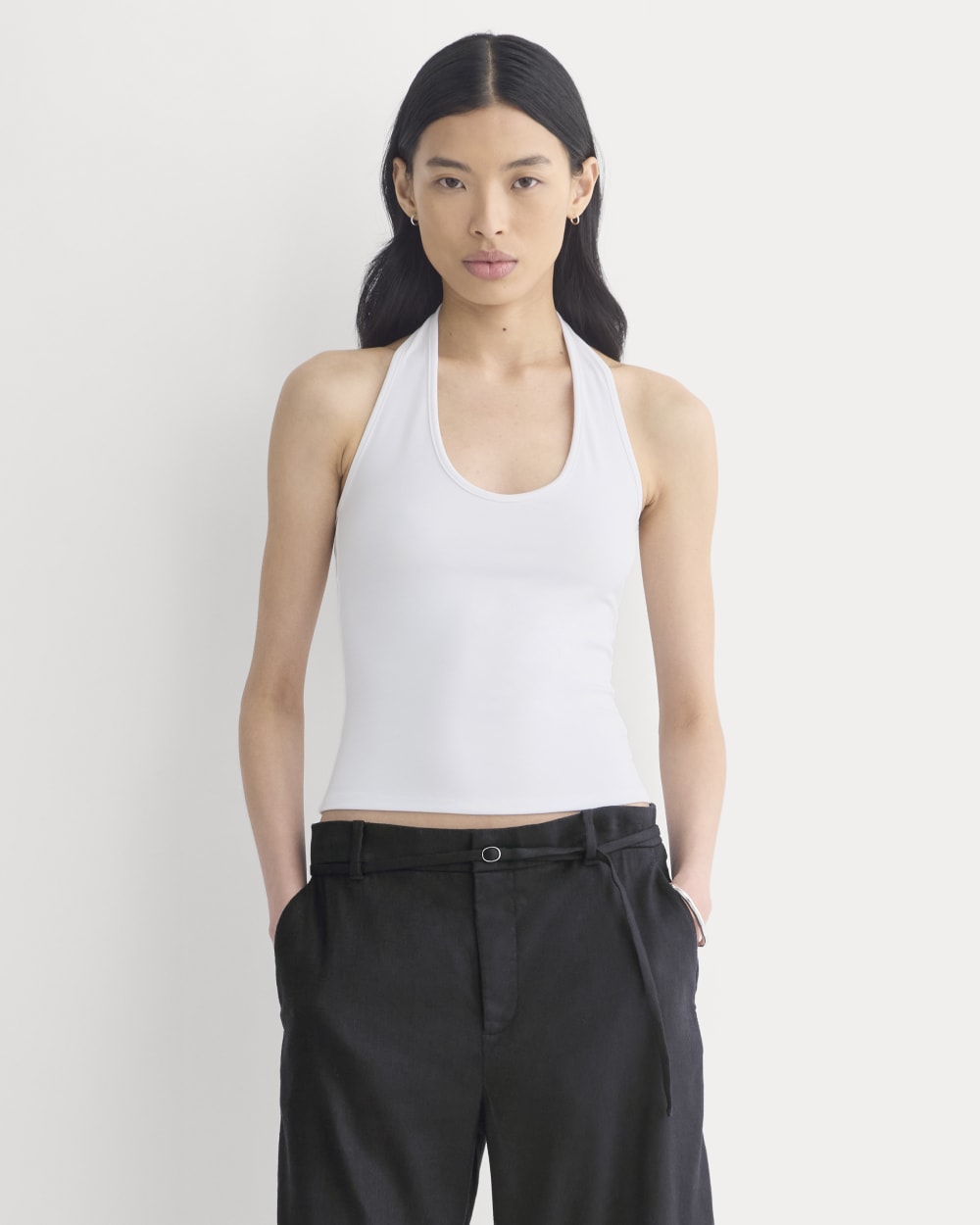 Halter Tank in White — front view