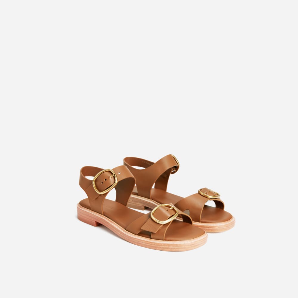 The Twin Buckle Sandal in Brown Sugar — alternate view