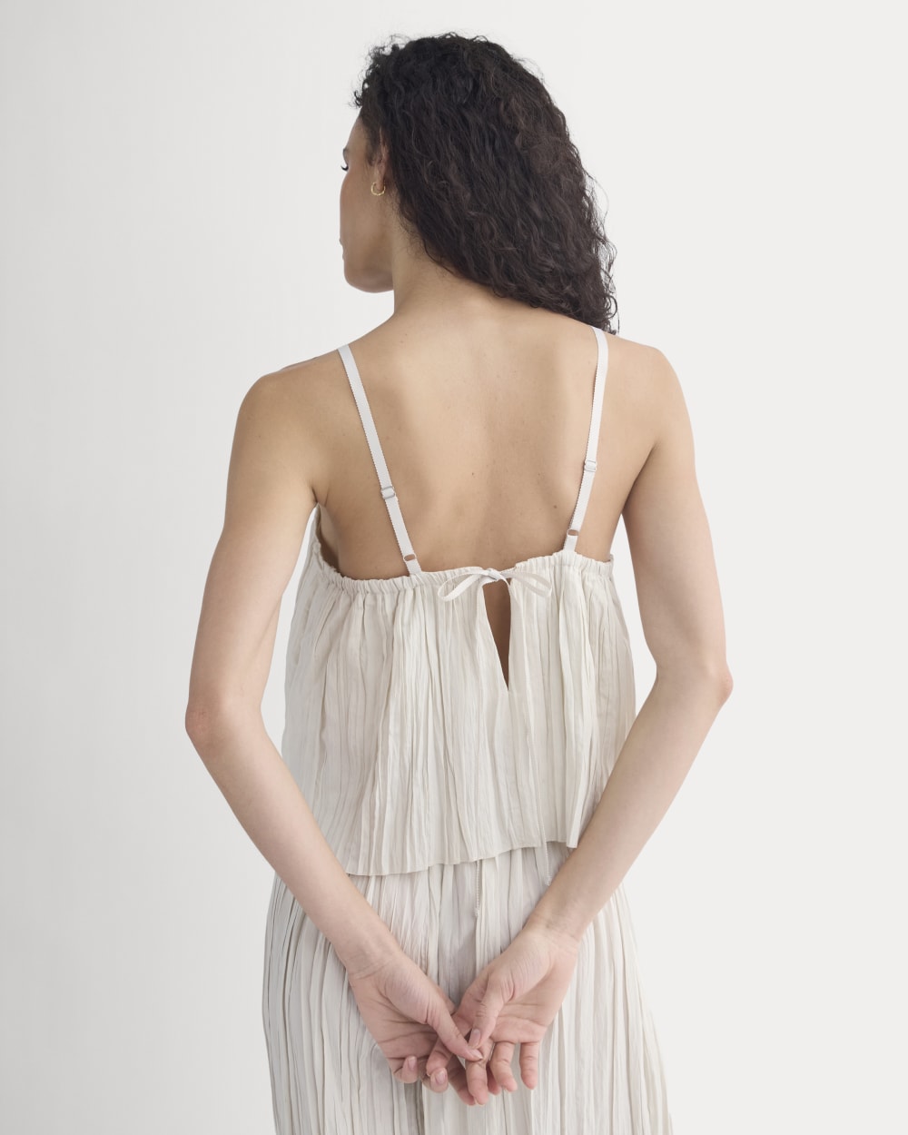 Crinkle Trapeze Tank in Birch — detail view