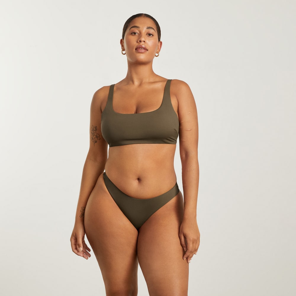 The Square-Neck Bikini Top in Beech — detail view