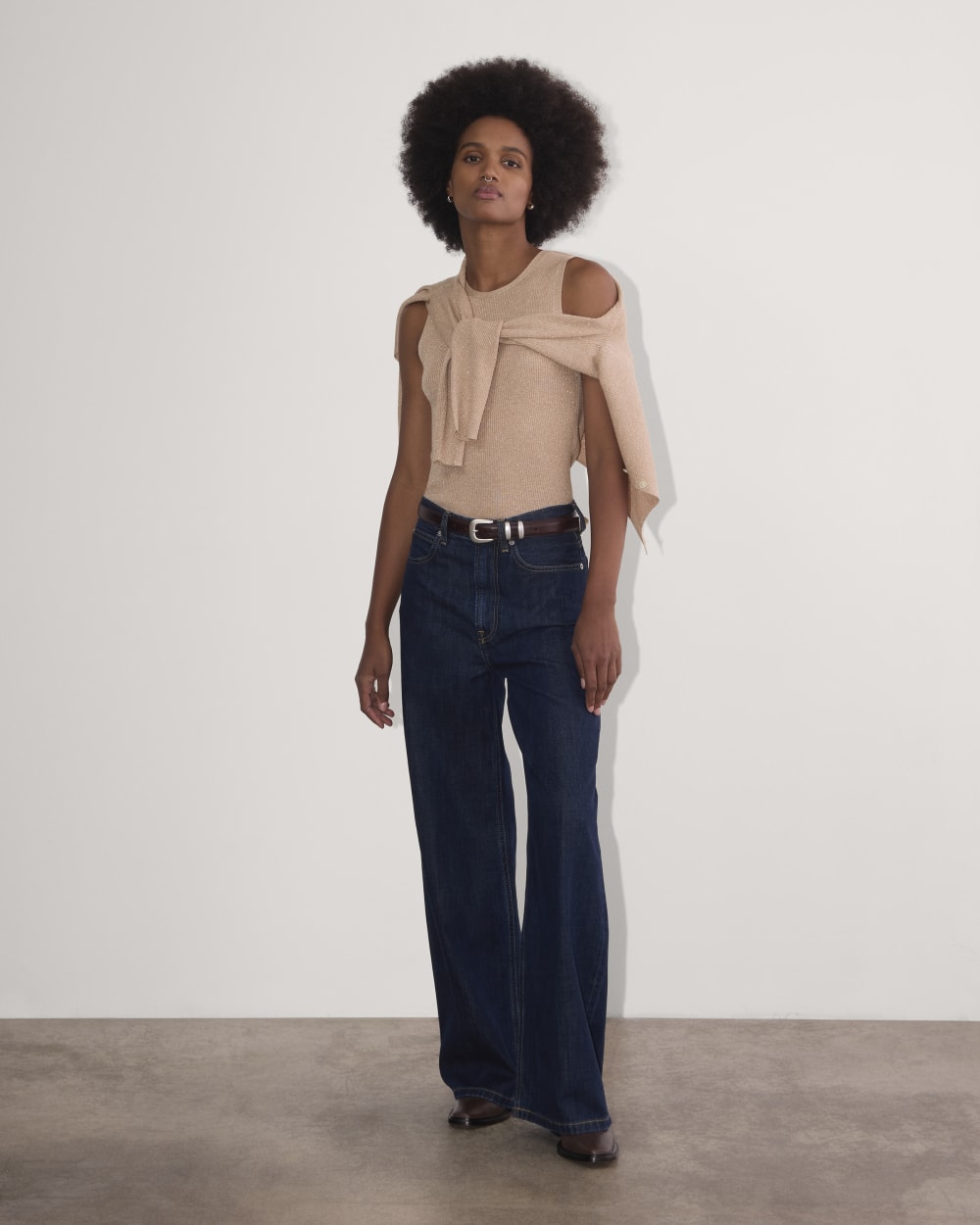 The Tank in Lurex Merino in Rose Gold — detail view