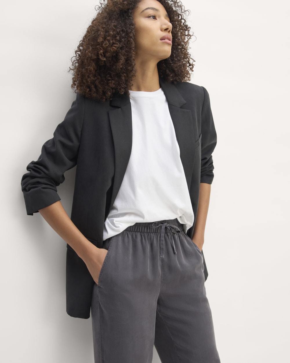 The Tapered Pant in Butterlite in Graphite — detail view