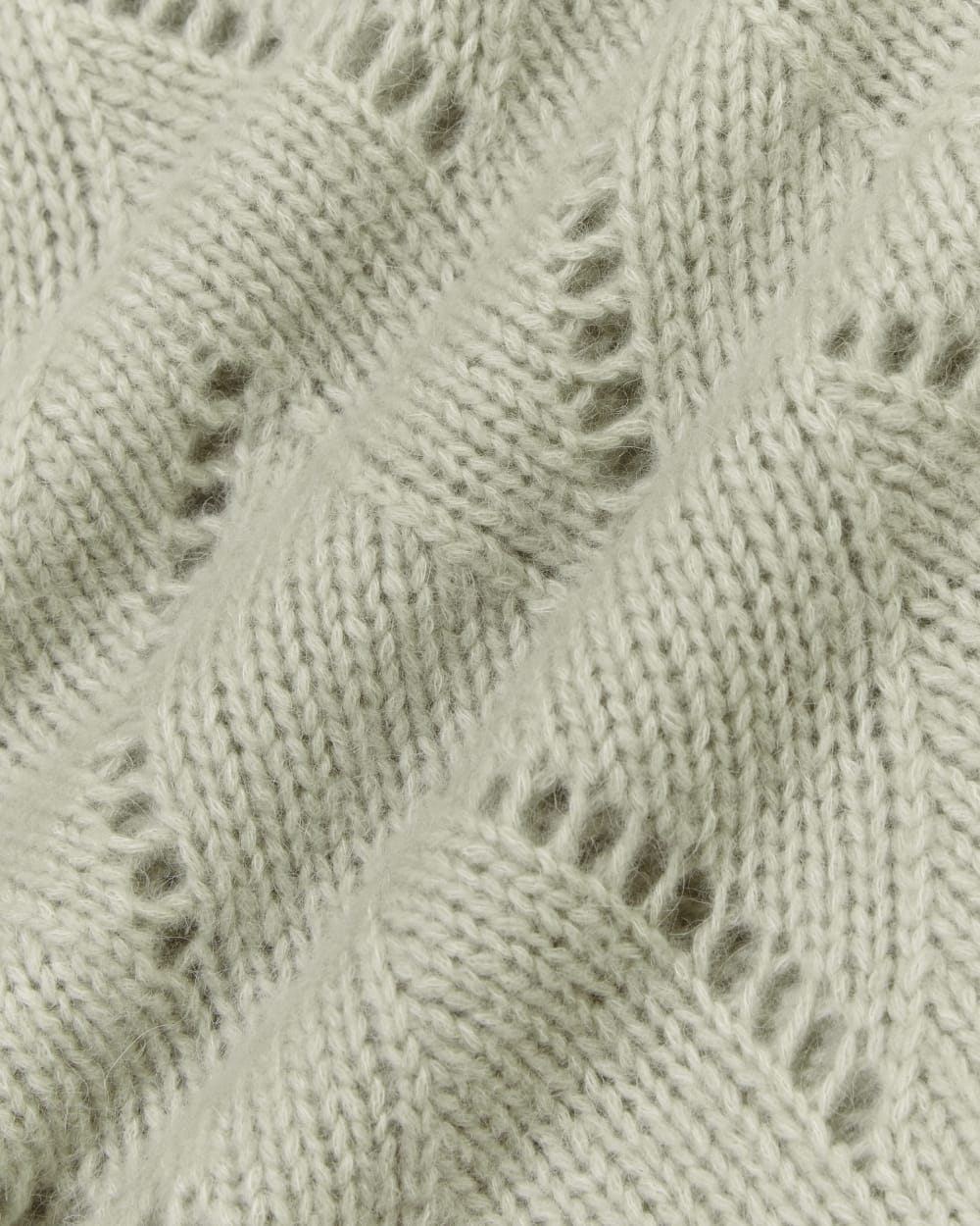 The Pointelle Sweater in Cloud in Seagrass — detail view