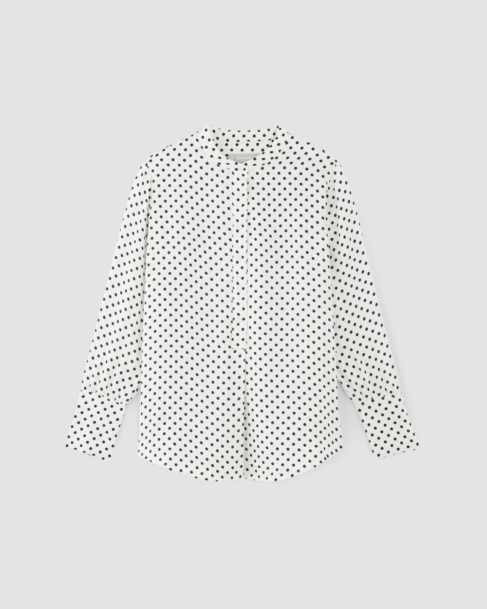 The Hammered Satin Popover Shirt in Bone / Black Polka Dot — alternate view