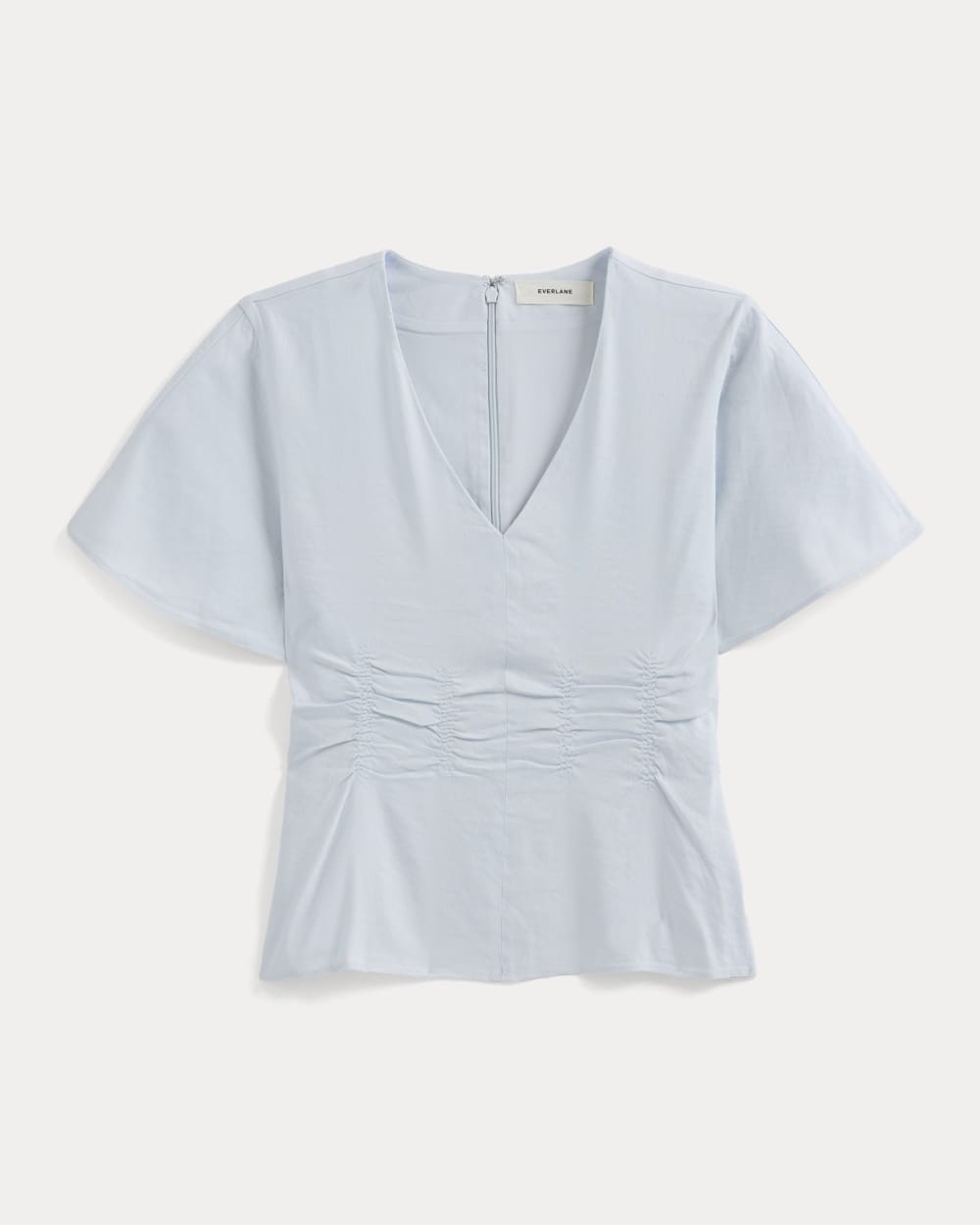 Cinched Top in Stretch Linen in Skywriting — alternate view
