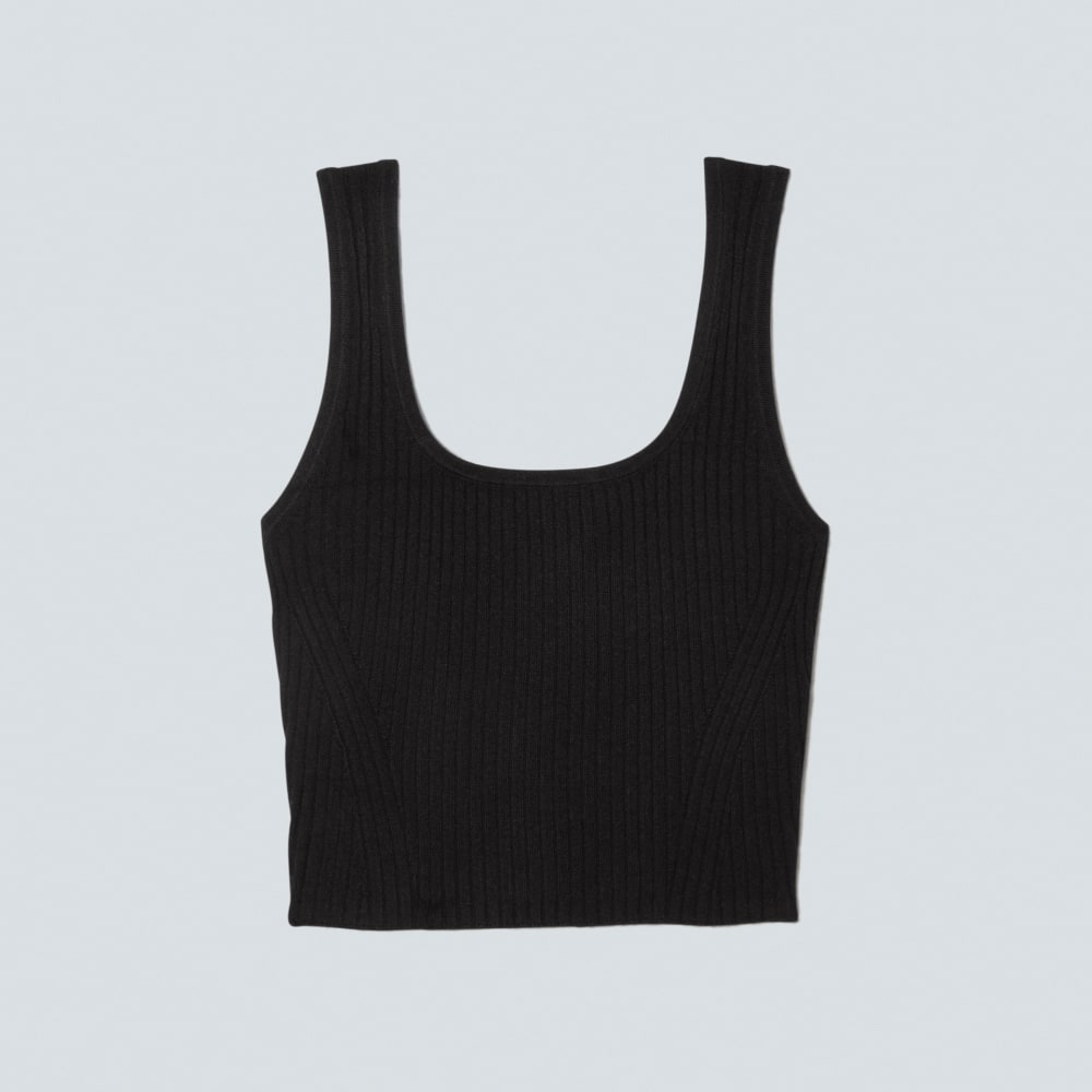 The Cotton-Merino Cami in Black — front view