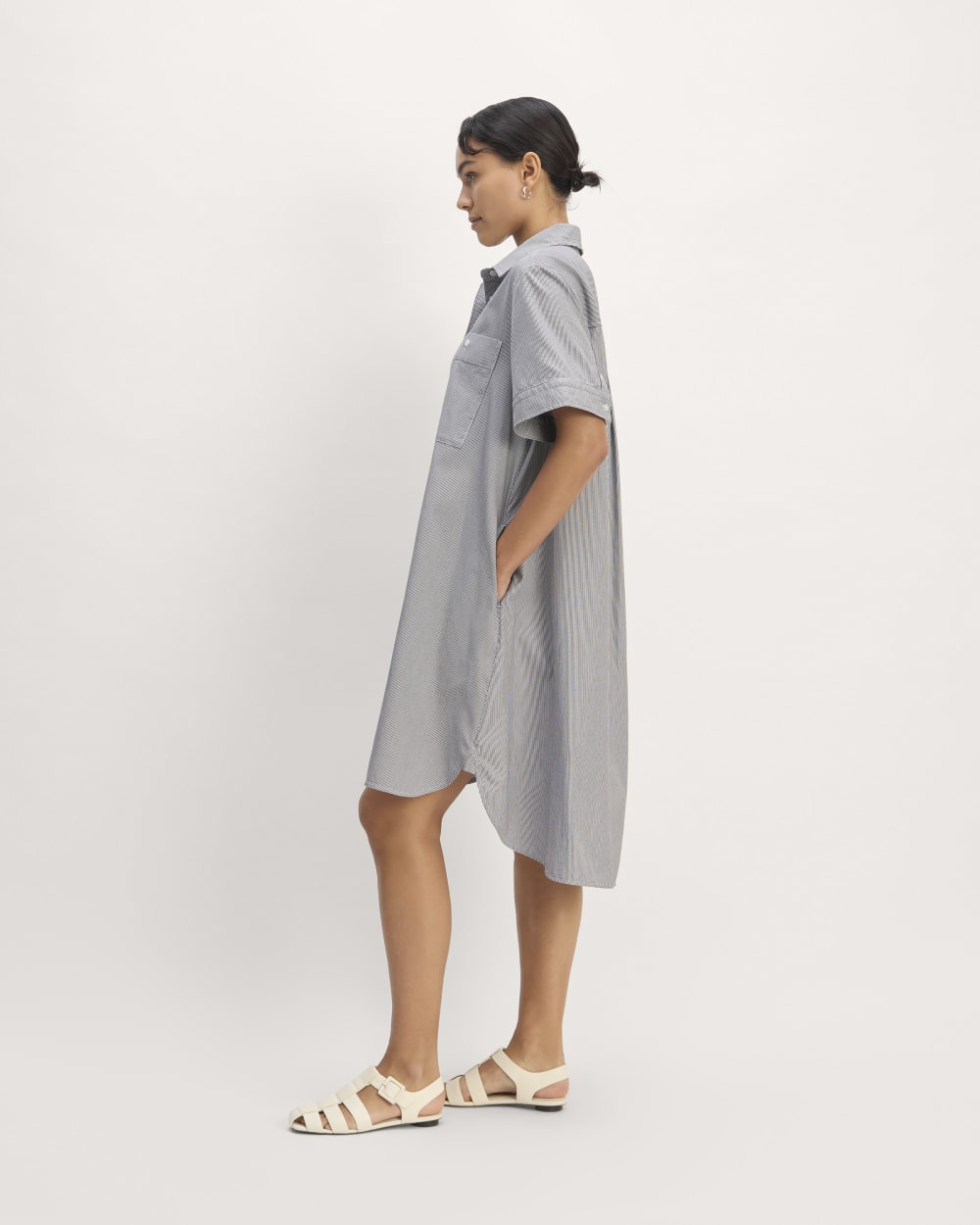The Daytripper Dress in White / Black — detail view