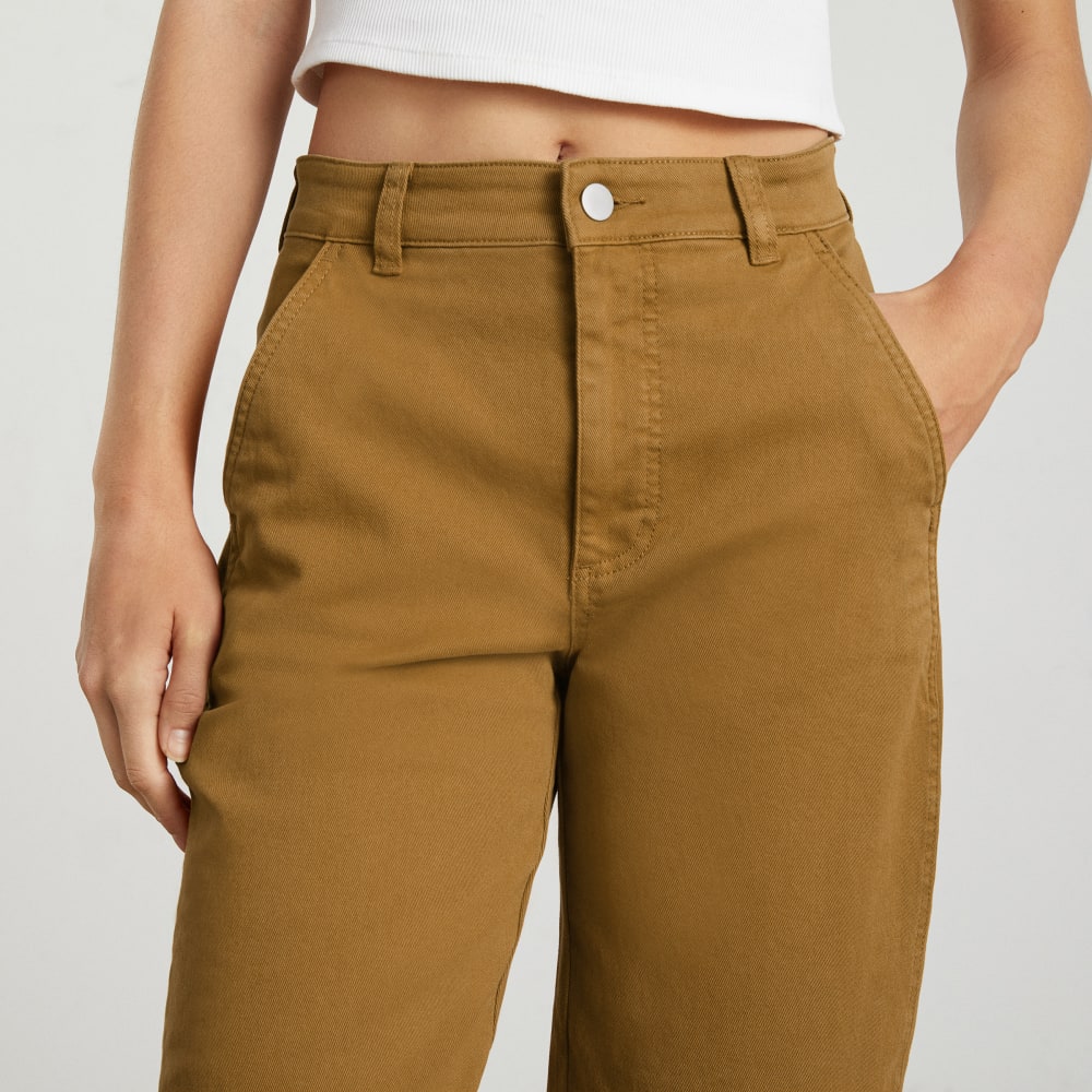 The Utility Barrel Pant in Golden Brown — detail view