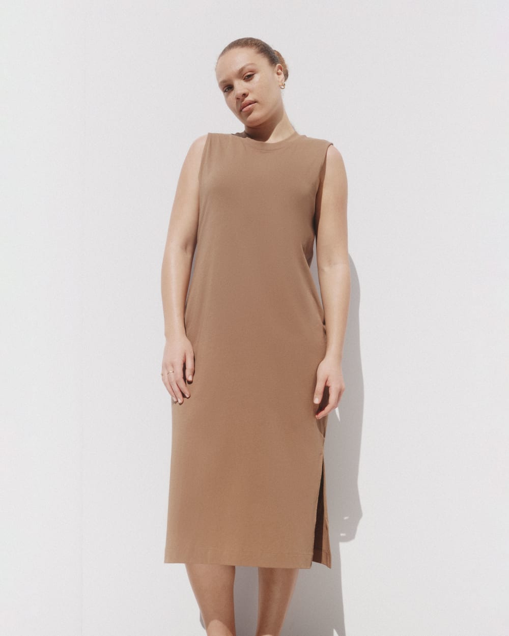The Weekend Tank Dress in Toasted Coconut — detail view