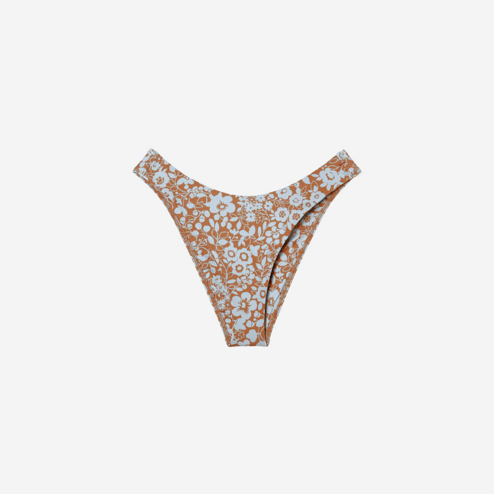The Thigh-High Bikini Bottom in Honey Floral — front view