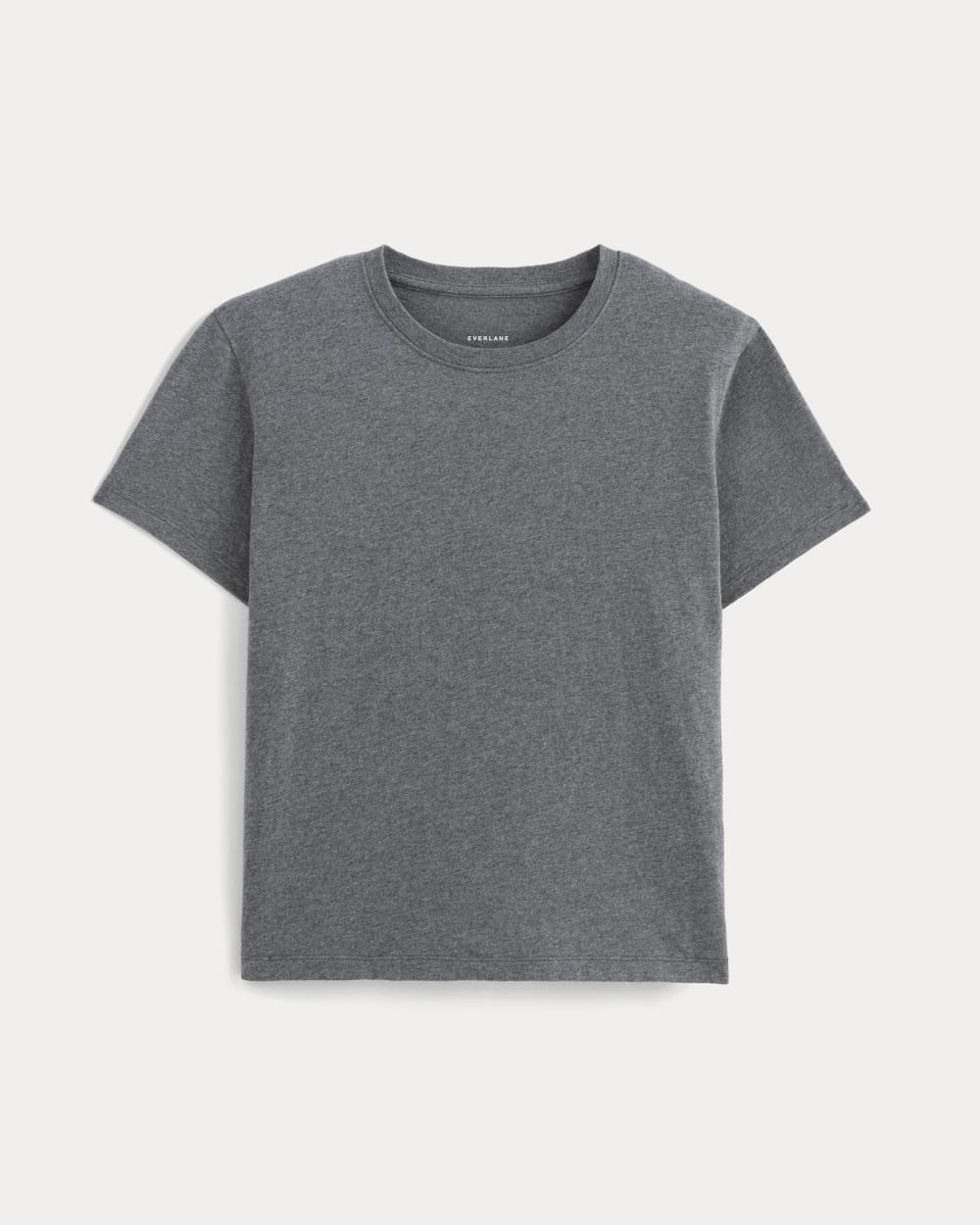 The Box-Cut Tee in Essential Cotton in Heathered Charcoal — alternate view