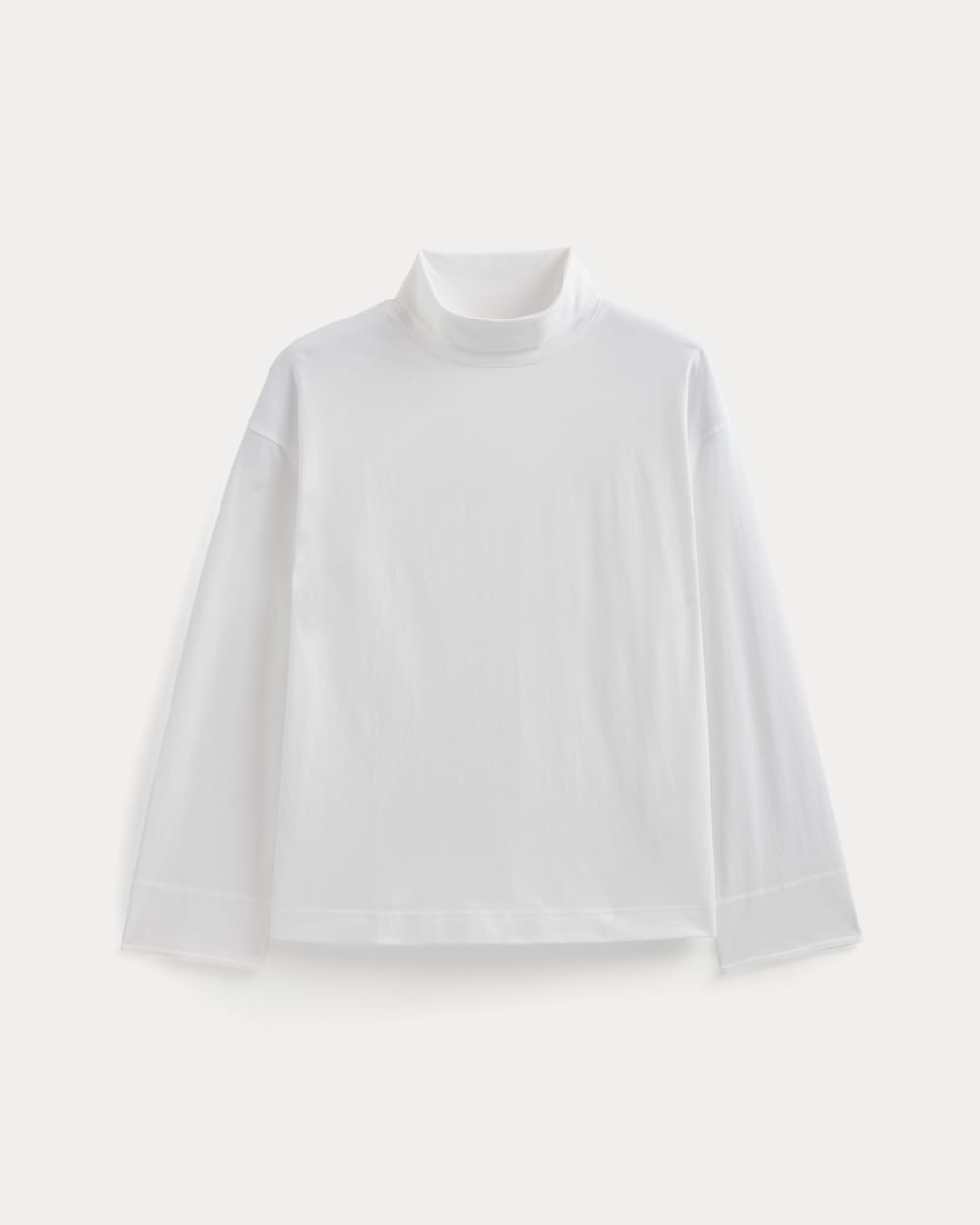 Slouchy Turtleneck In Essential Cotton in White — alternate view