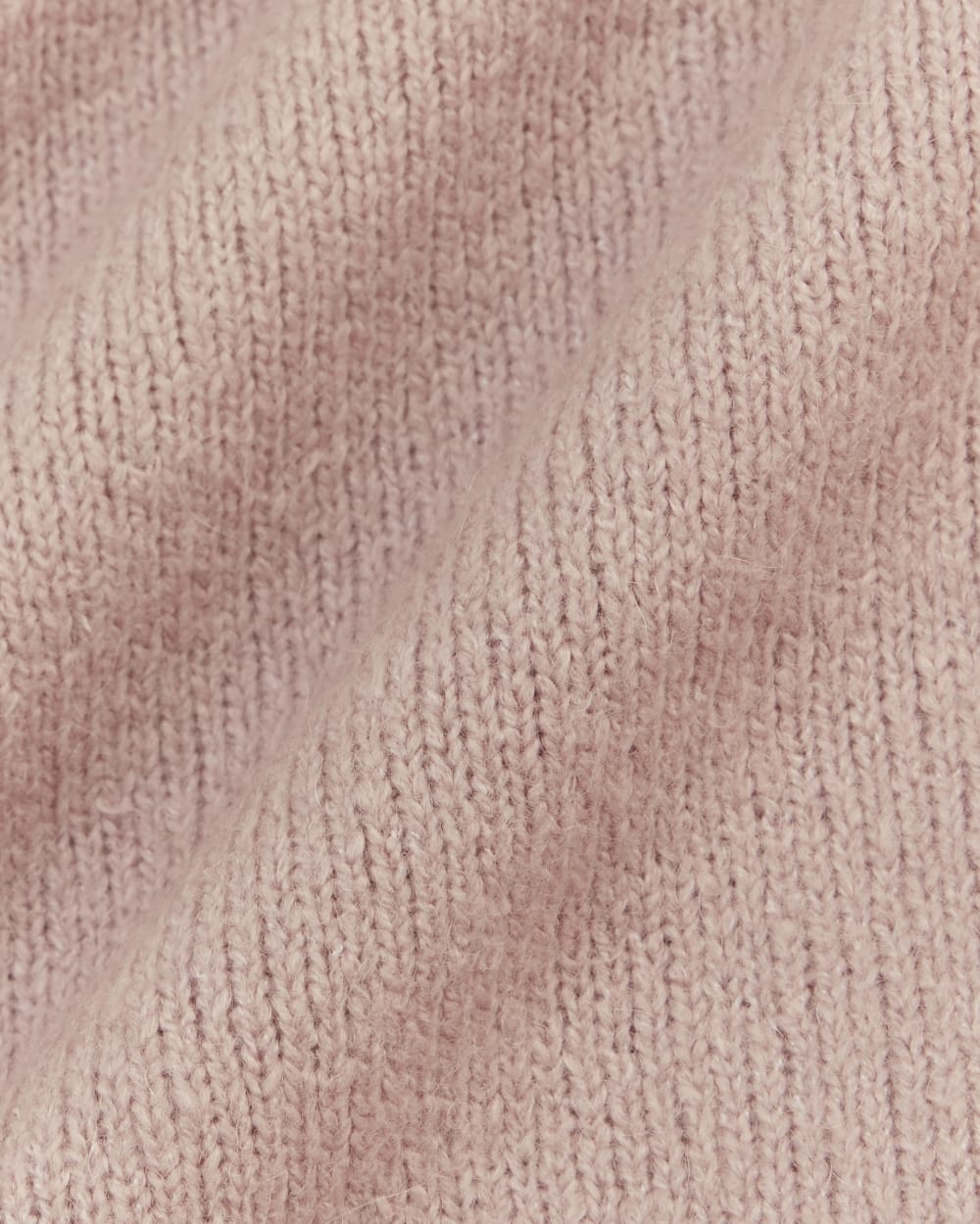 The Mockneck Sweater in Plush Cotton in Dusty Rose — detail view