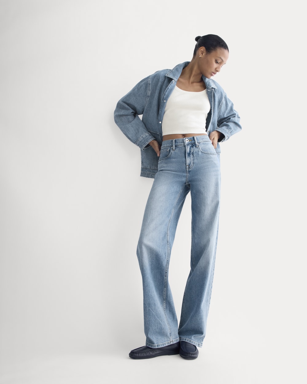 The Column Jean in Vintage Light Indigo — front view