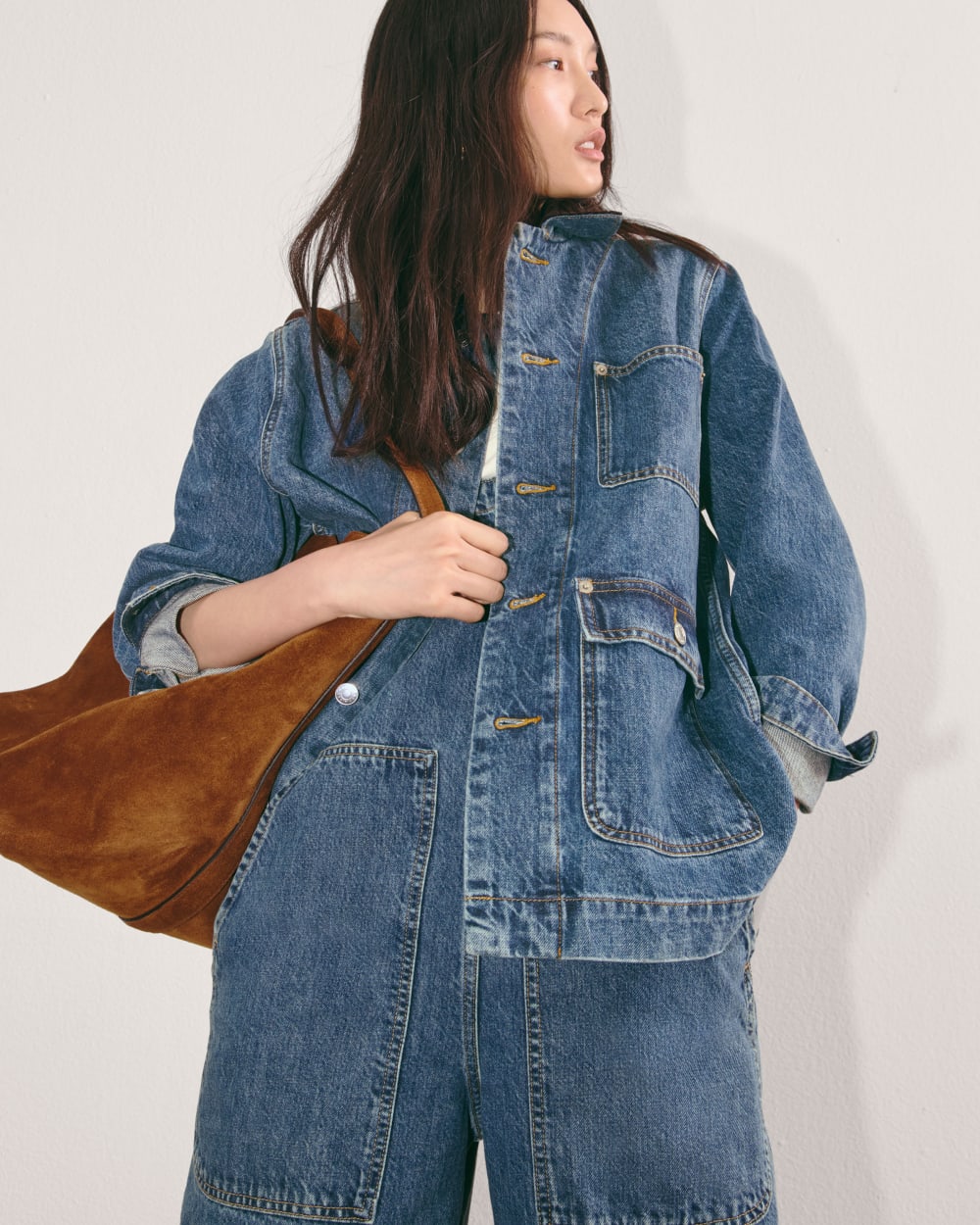 The Gardener Overall in Medium Indigo — detail view