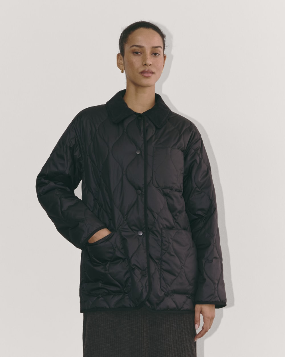The Quilted Ranch Jacket in Black — front view