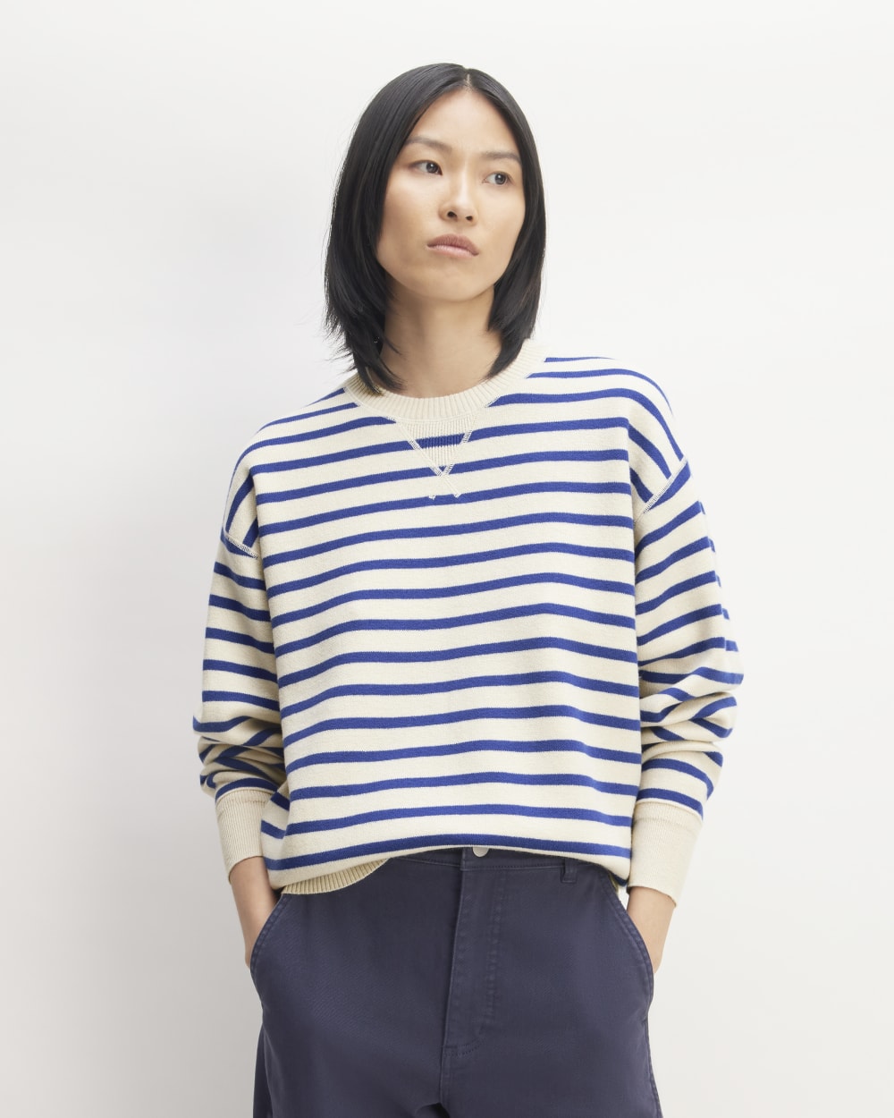The Cotton-Merino Sweatshirt in Canvas / Lapis Blue — front view