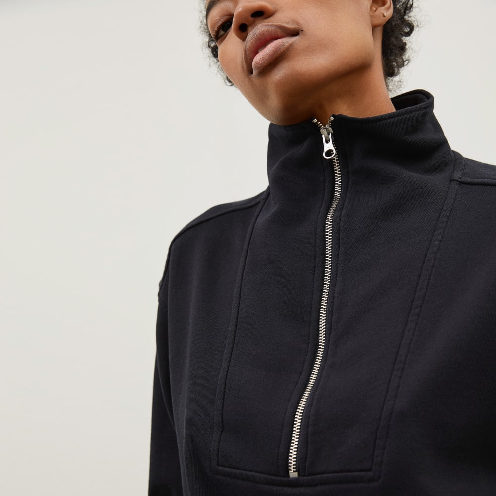 The Track Half-Zip in Black — detail view