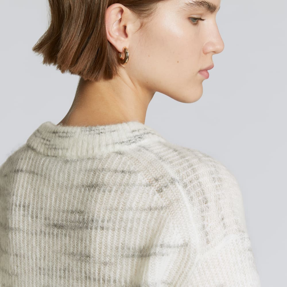 The Cocoon Crew in Alpaca in Light Grey Heather — detail view