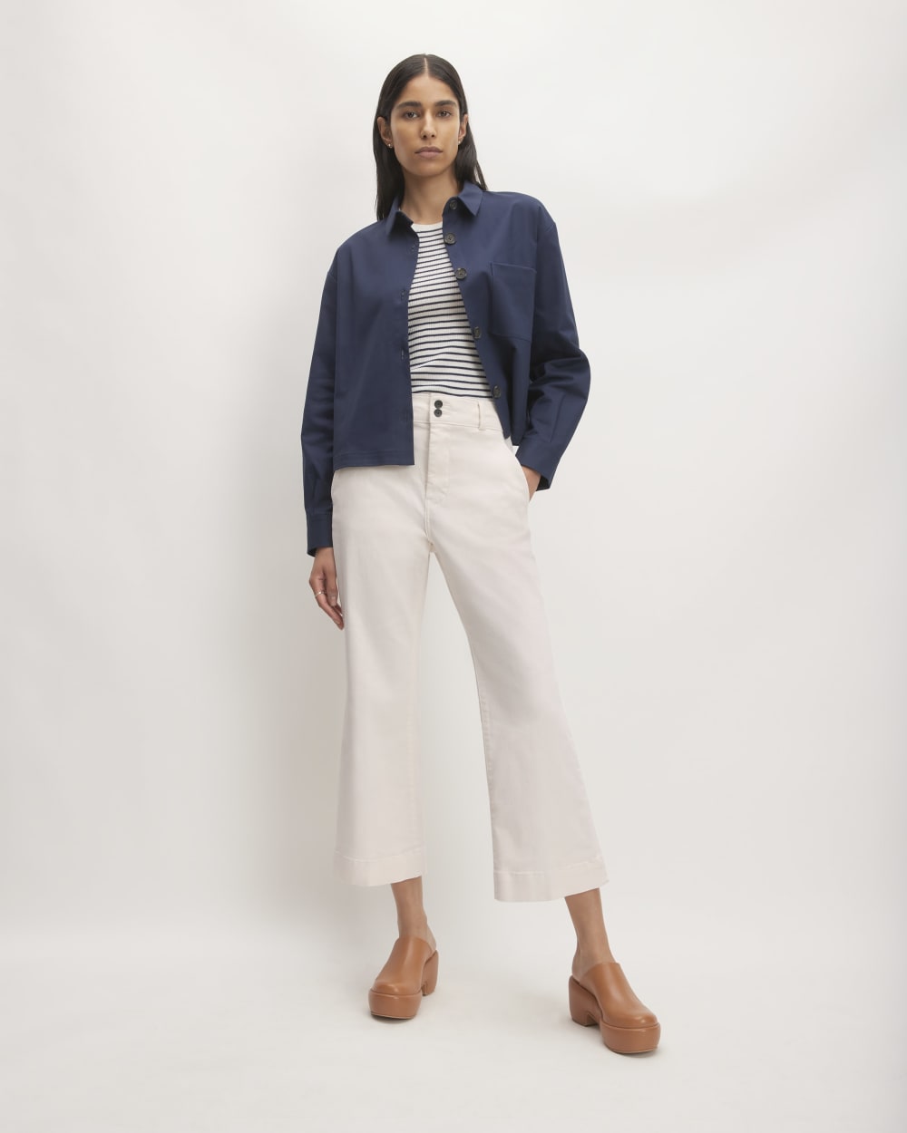 The Organic Kick Flare Pant in Bone — detail view
