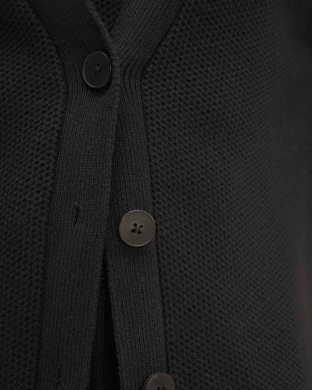 The Cotton Honeycomb Cardigan in Black — detail view