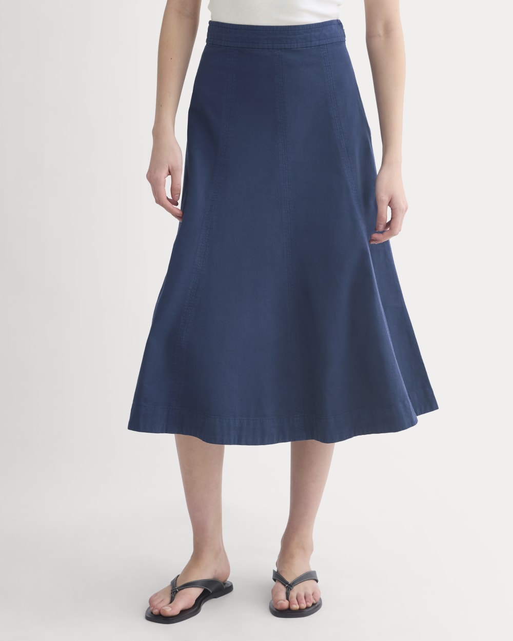 Seamed Midi Skirt in Navy — detail view
