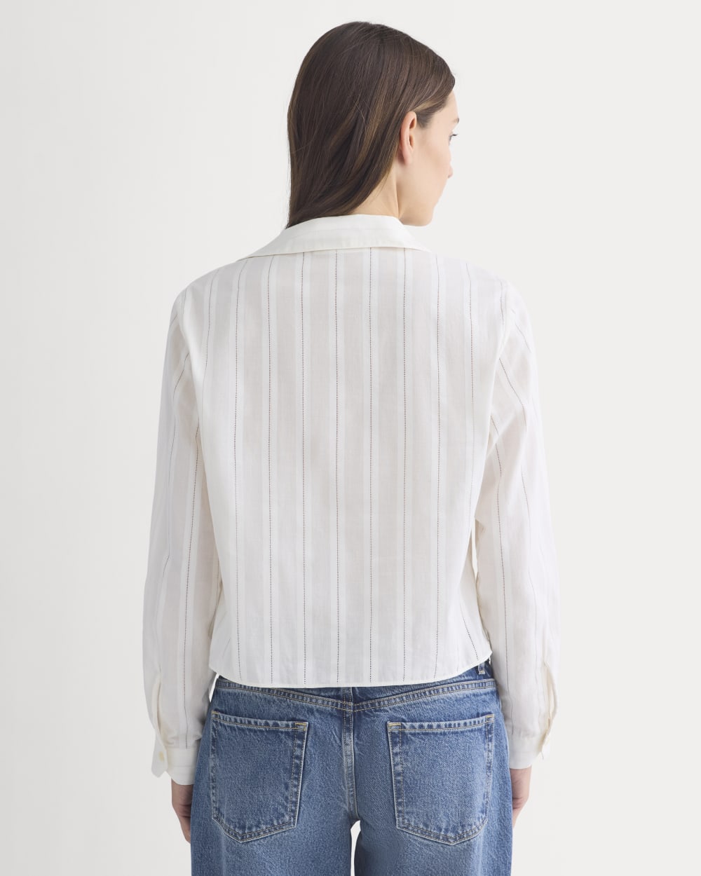 Textured Mini Collar Shirt in Bone — detail view