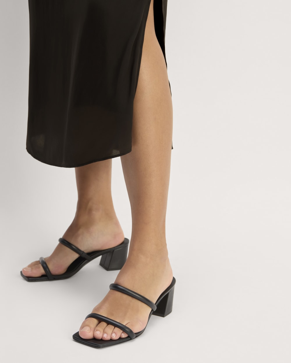 The Summer Slip Dress in Black — detail view