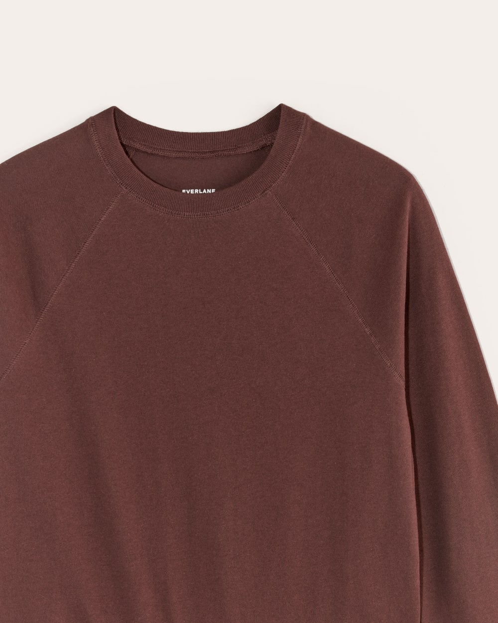 The Off-Duty Long-Sleeve Tee in Dark Mahogany — detail view