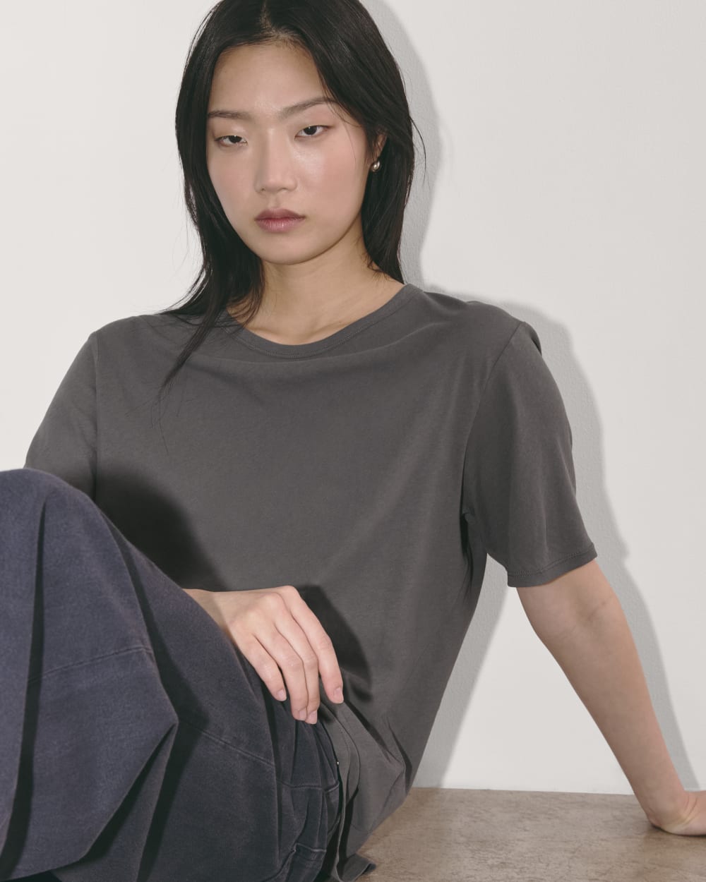 The Air Tee in Graphite — detail view