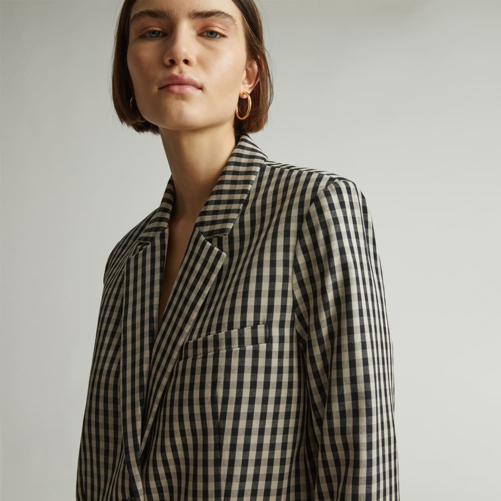 The Oversized Blazer in Buttersmooth in Khaki / Black — detail view