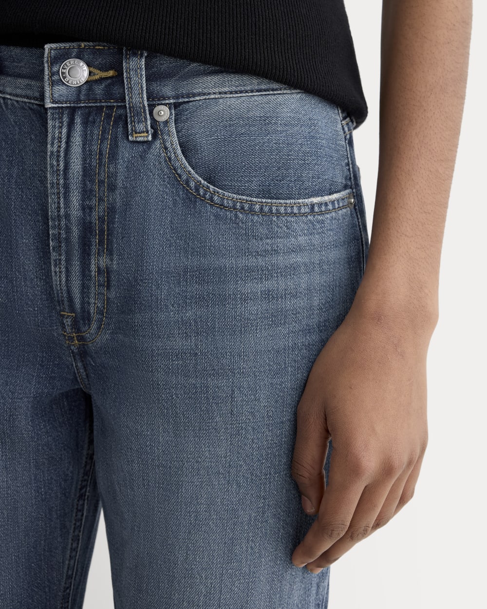 The Super-Soft Relaxed Jean in Mid Indigo — detail view