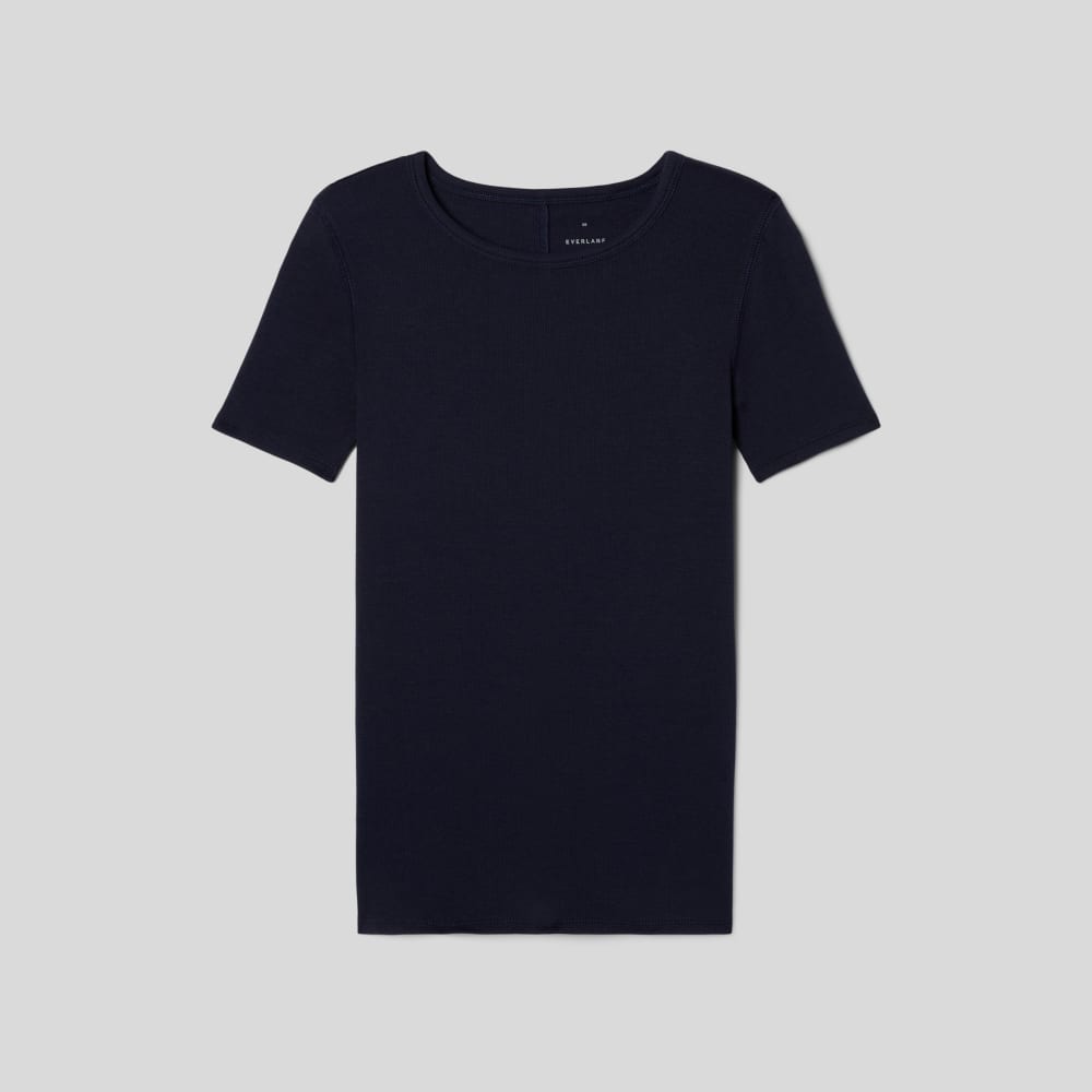 The Luxe Rib Crew in Navy — alternate view