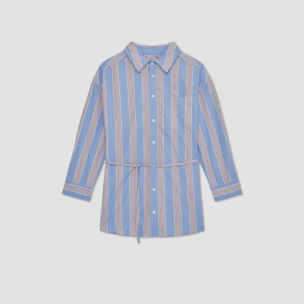 The Poplin Tie Back Shirt in Blue Opal / Cabernet / White — alternate view