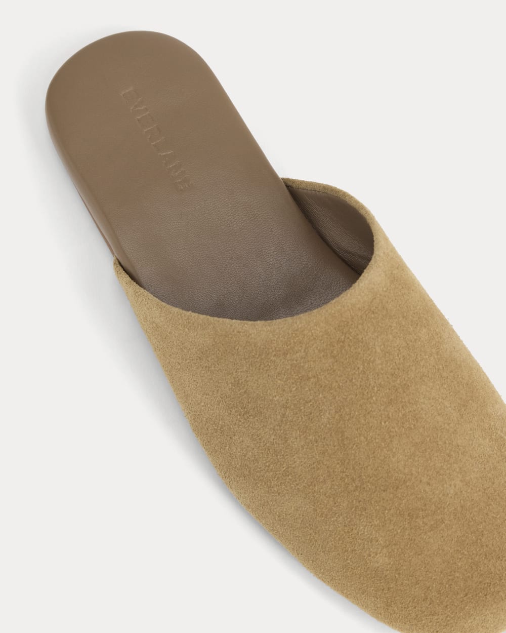 Glove Mule Slipper in Sand Suede — detail view
