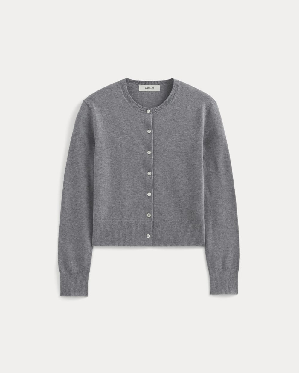 The Cropped Cardigan in Cotton Cashmere in Heather Charcoal — alternate view