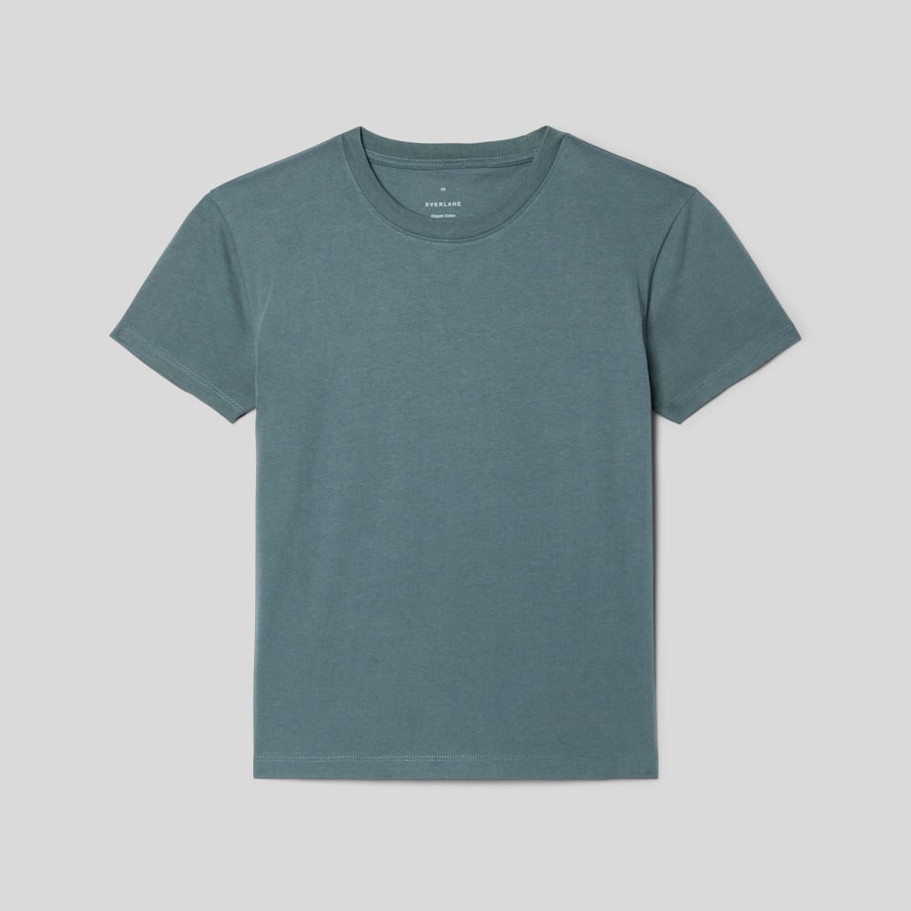 The Box-Cut Tee in Essential Cotton in Green Balsam — alternate view