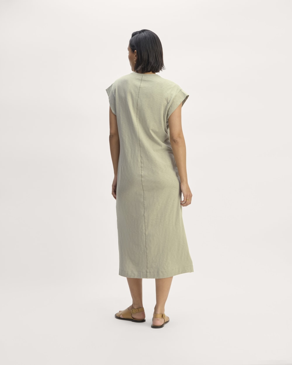 The Muscle Tee Midi Dress in Seagrass — detail view