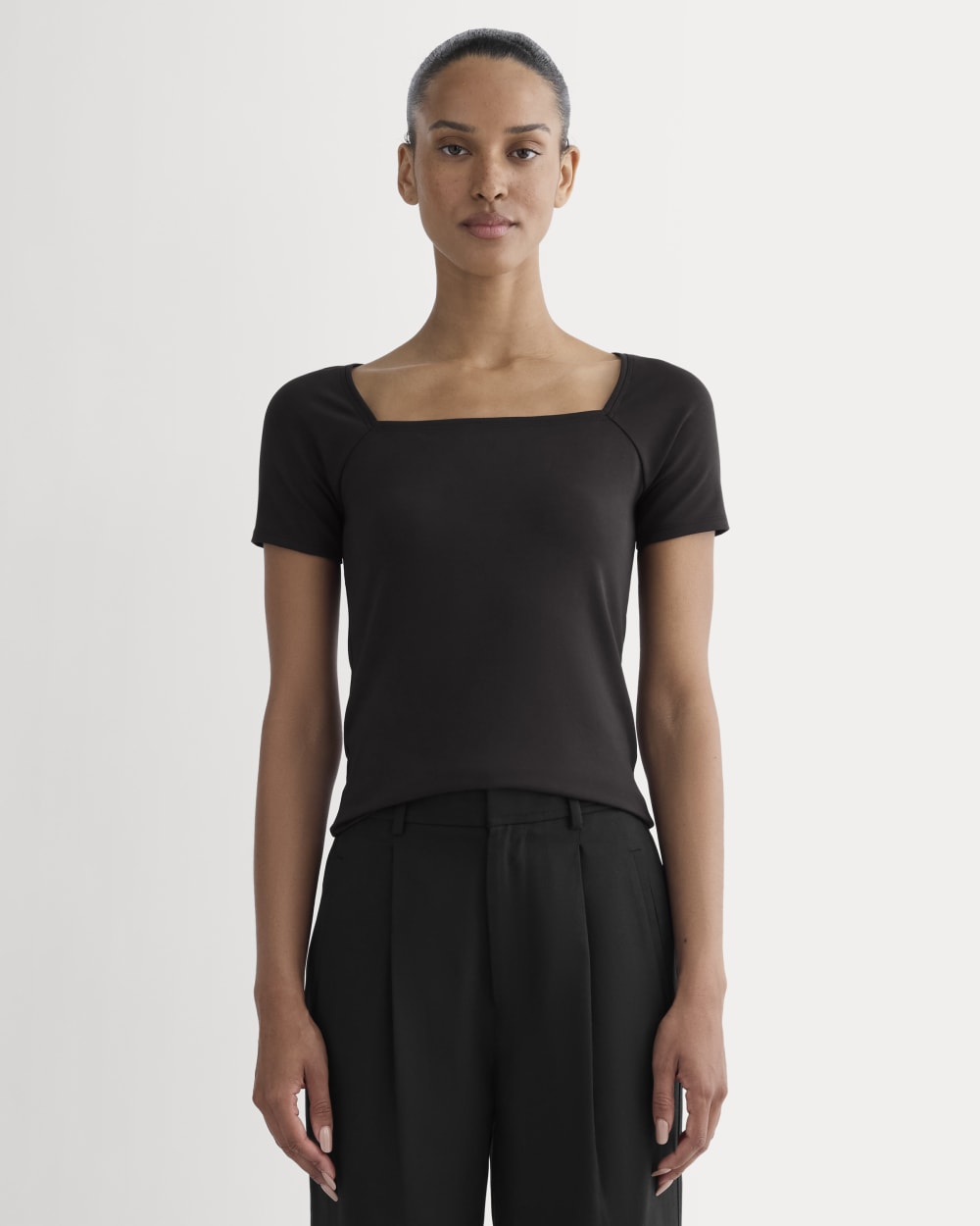 The Form Square-Neck Top in Black — front view