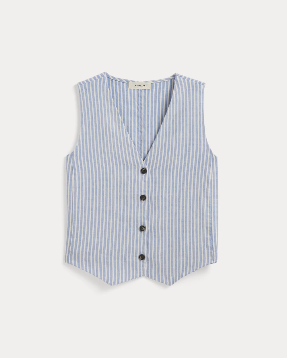 The Vest in Stretch Linen in Bluebell / Bone — alternate view