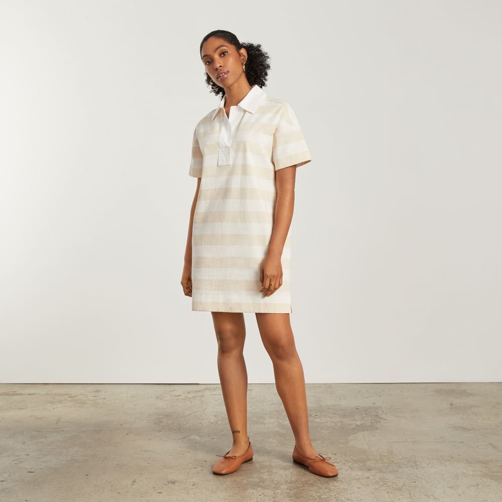 The Organic Cotton Polo Dress in Beech / Bone — alternate view