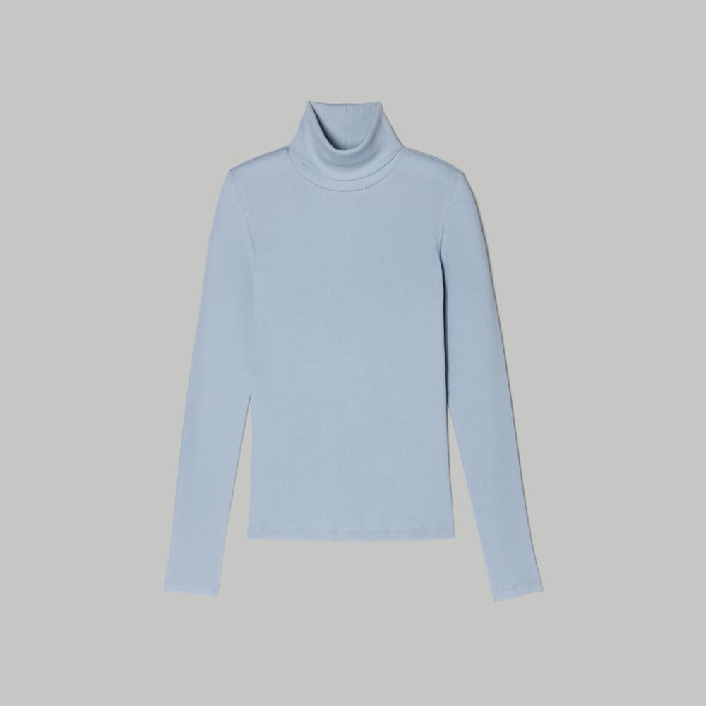 The Luxe Micro-Rib Turtleneck in Mist — alternate view