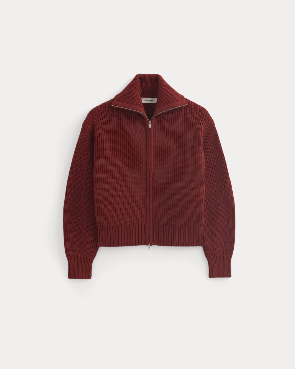 The Full-Zip Sweater in Everyday Cotton in Merlot — alternate view