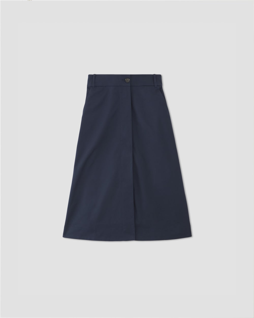 The Structured Cotton A-Line Skirt in Navy — alternate view