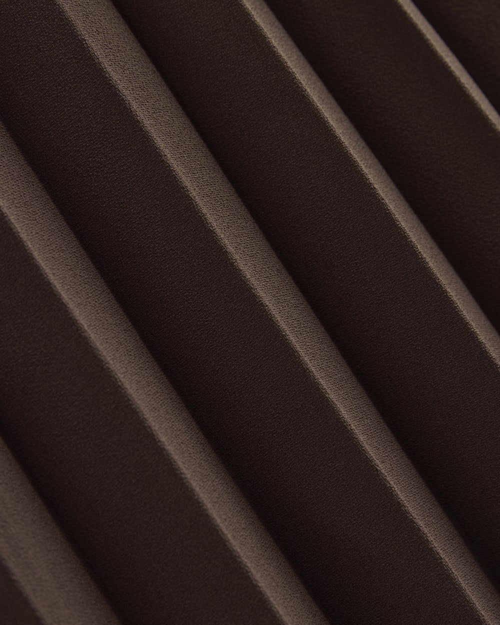 Pleated Crepe Midi Skirt in Dark Chocolate — detail view