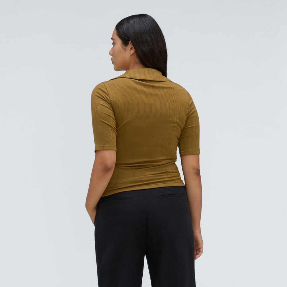 The Super-Soft Short Sleeve Polo in Tapenade — detail view