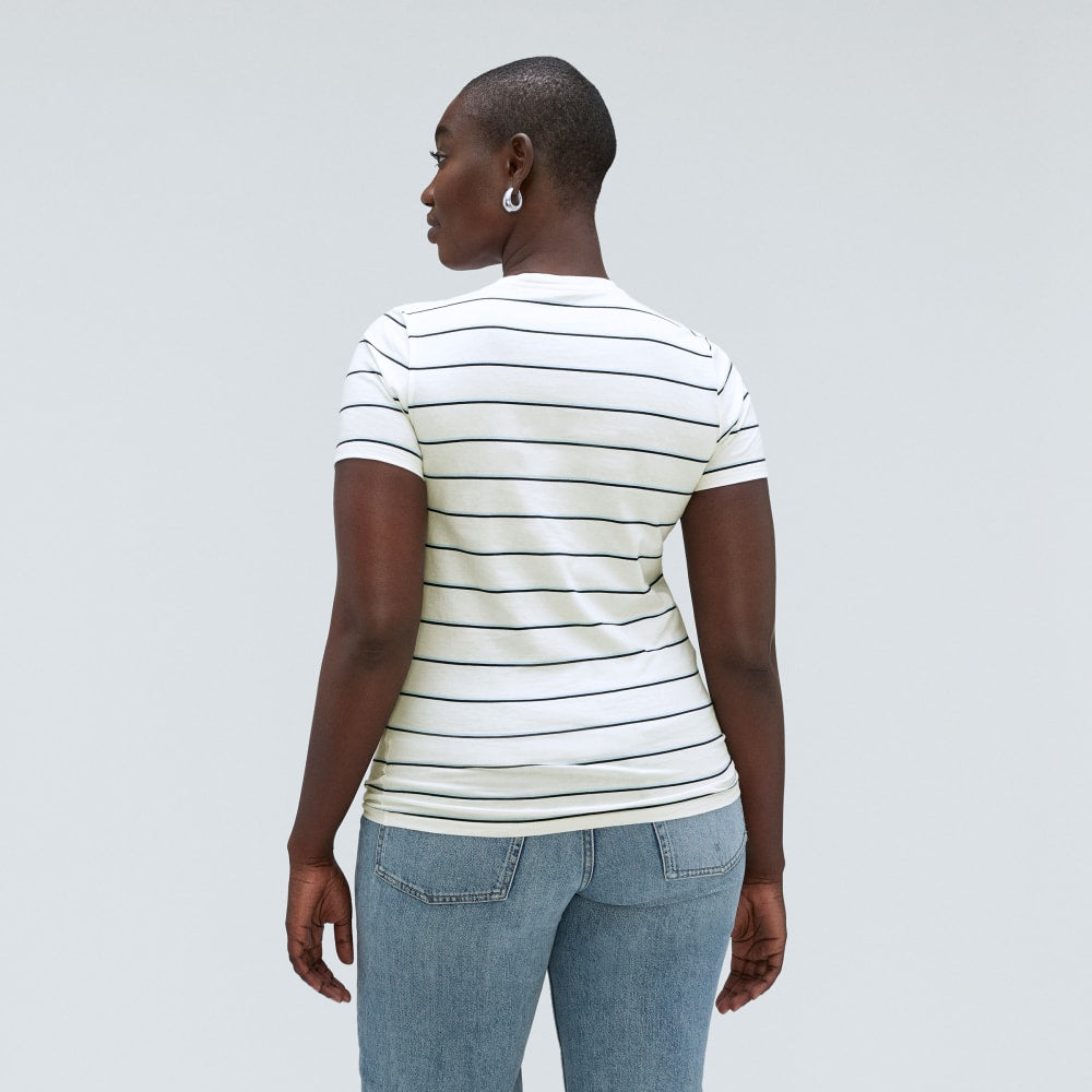 The Organic Cotton Crew Tee in Navy / White — detail view
