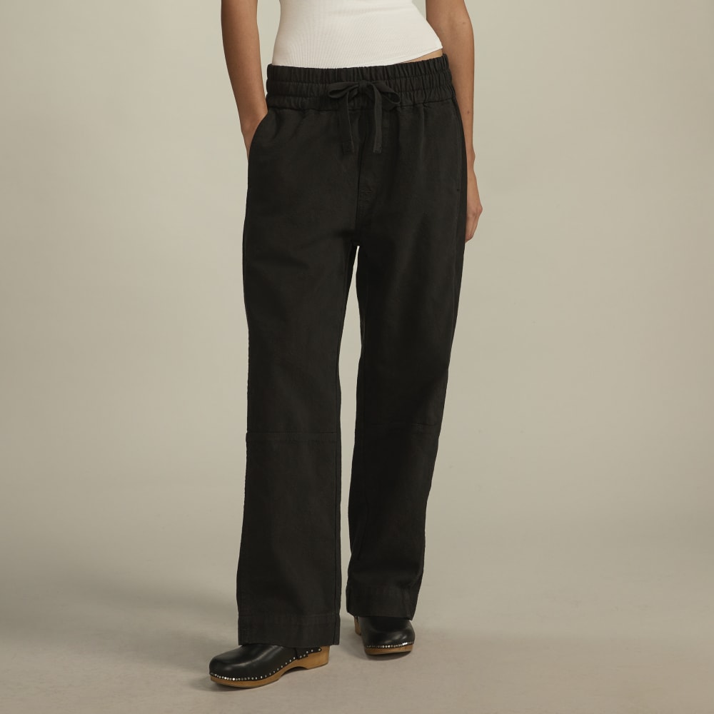 The Canvas Organic Cotton Pull-On Pant in Black — front view