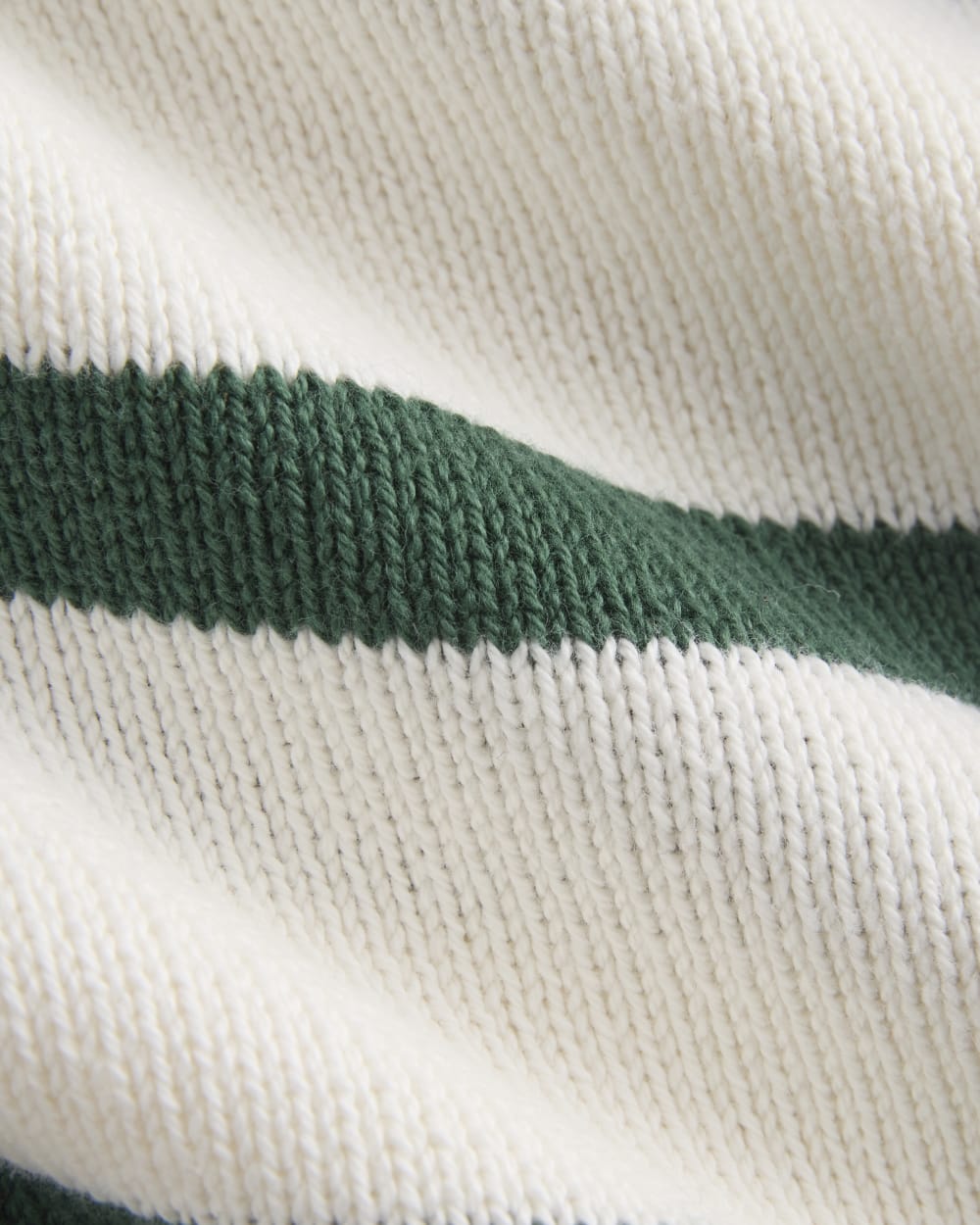 Striped Boatneck Sweater in Everyday Cotton in Hunter Green/Bone — detail view